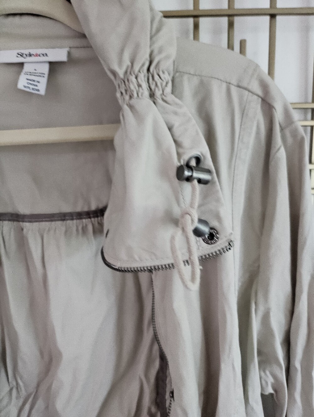 L- Style & Co-Women's Light Tan Utility Jacket with Roll-Tab Sleeves - Picture 3 of 9